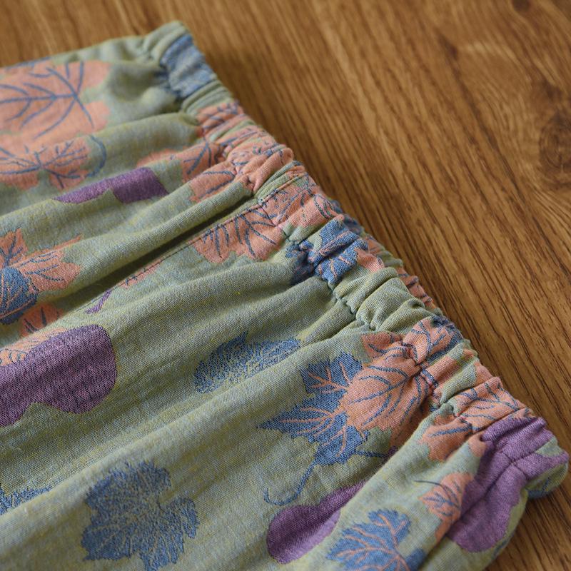 Women's Yarn-Dyed Cotton Pajama Set: Summer Short-Sleeve Top and 7/8 Gauze Pants