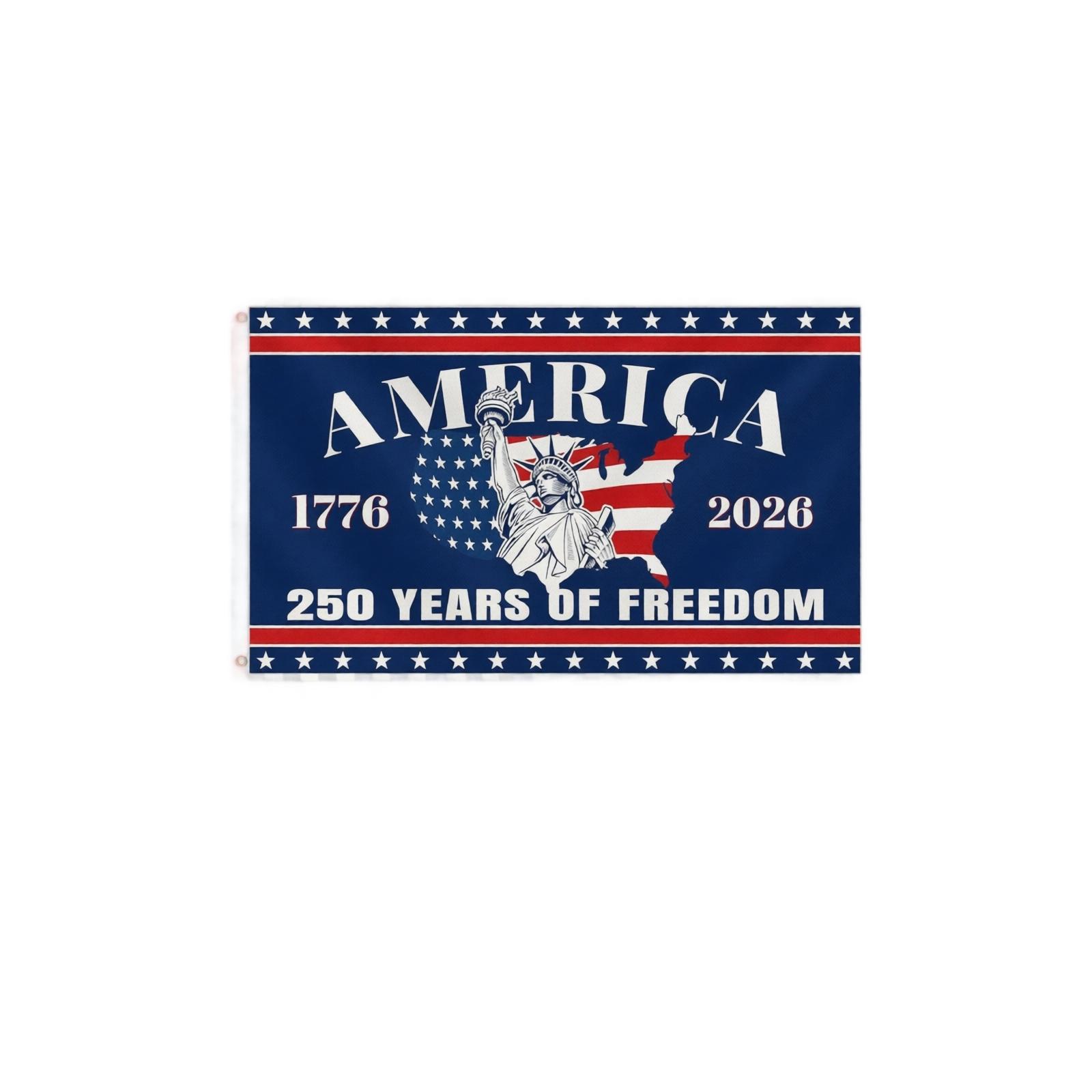 US Founding 0th Anniversary Flag with Statue of , Patriotic for Celebration One Size