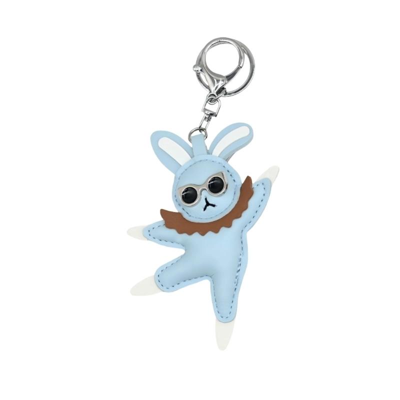 Whimsical Dancing Rabbit Keychain Fashionable Leather Trinket Versatile Decoration For Accessories Gift Giving