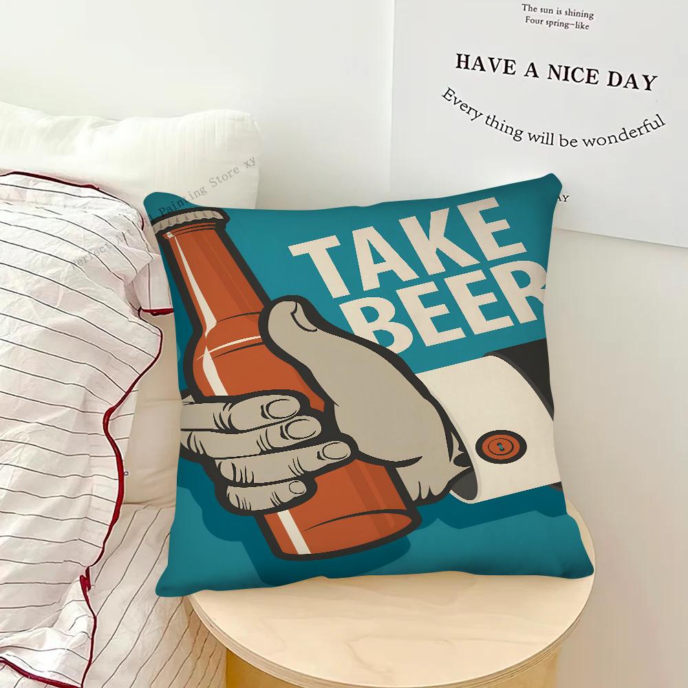 Beer Cigarette Coffee Pillow Case Square Pillow Bedroom Sofa Leisure Comfort Cushion Car Living Room Home Decoration