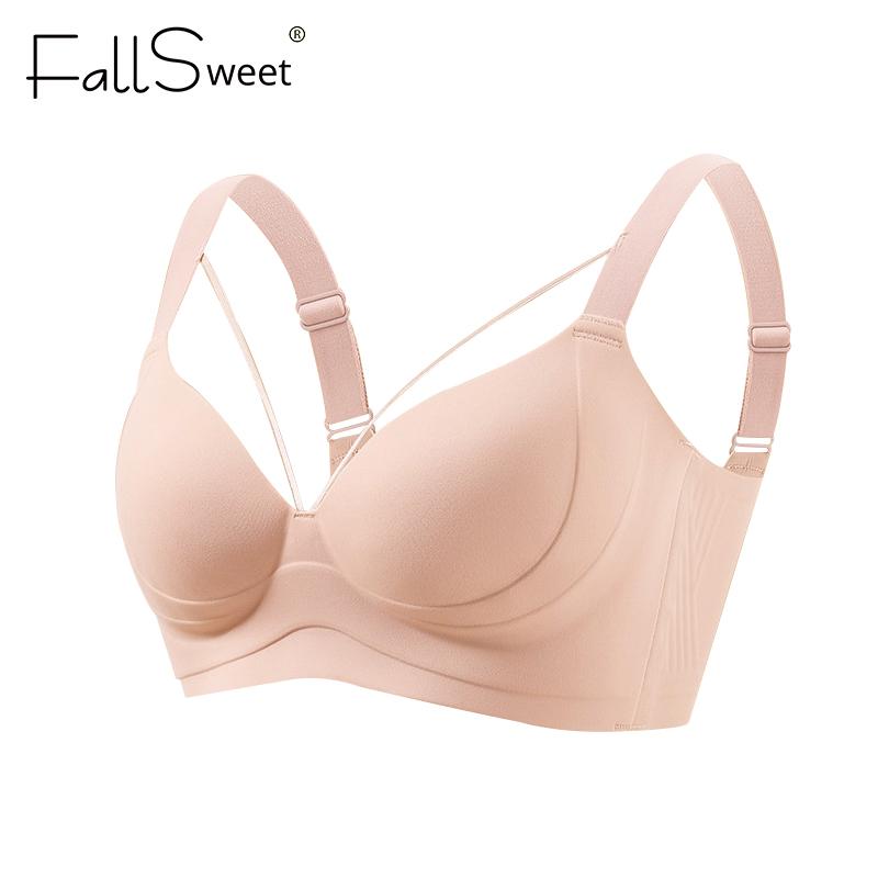 FallSweet Plus Size Bra for Women Sexy Push Up Cross Bras Seamless Comfortable Underwear Ladies Lingerie 34BCD-44BCD