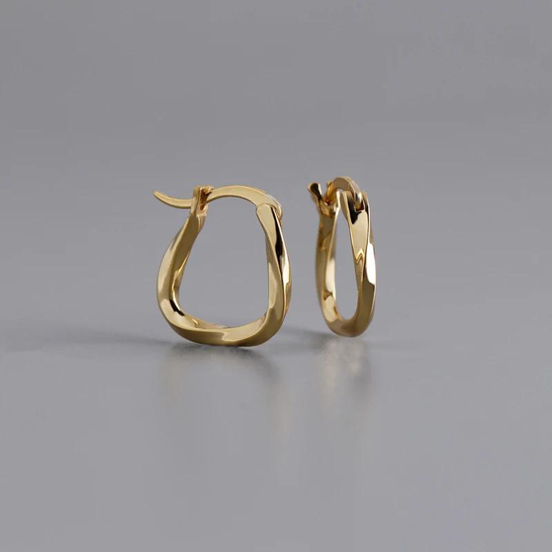 Trendy Personality 925 Sterling Silver Geometric Hoop Earrings Gold Plated Twist Hoop Jewelry for Weddings Parties and Gifts