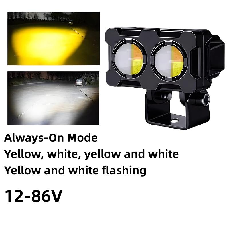 1/2Pcs Dual Color Motorcycle Headlight Fog Lamp Motorcycle Led Fog Lights Double Led Mini Driving Light