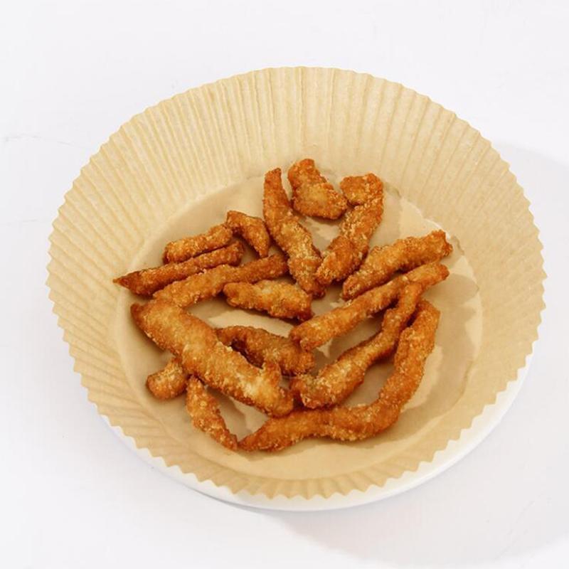 50Pcs 16Cm Air Fryer Disposable Paper Liner Non-Stick Mat Wood Pulp Round Paper