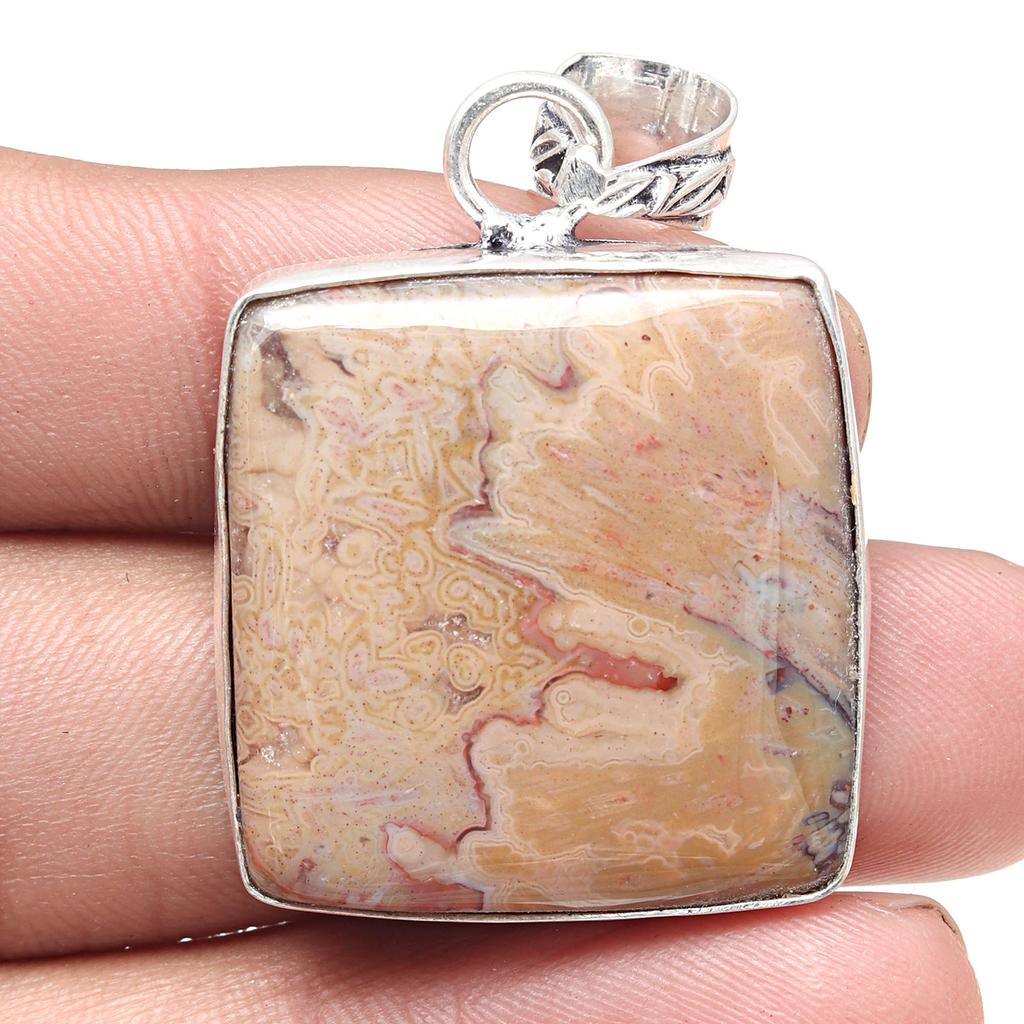 Pendant Stick Agate Gemstone Valentine'Day Gift Silver Jewelry 1.75"