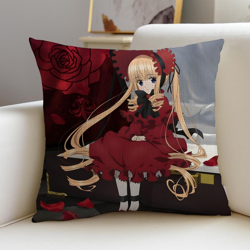 Anime RRozen MaidenS Cushion Cover Breathable and Skinfriendly Linen Pillowcase Square Removable and Washable Cushion