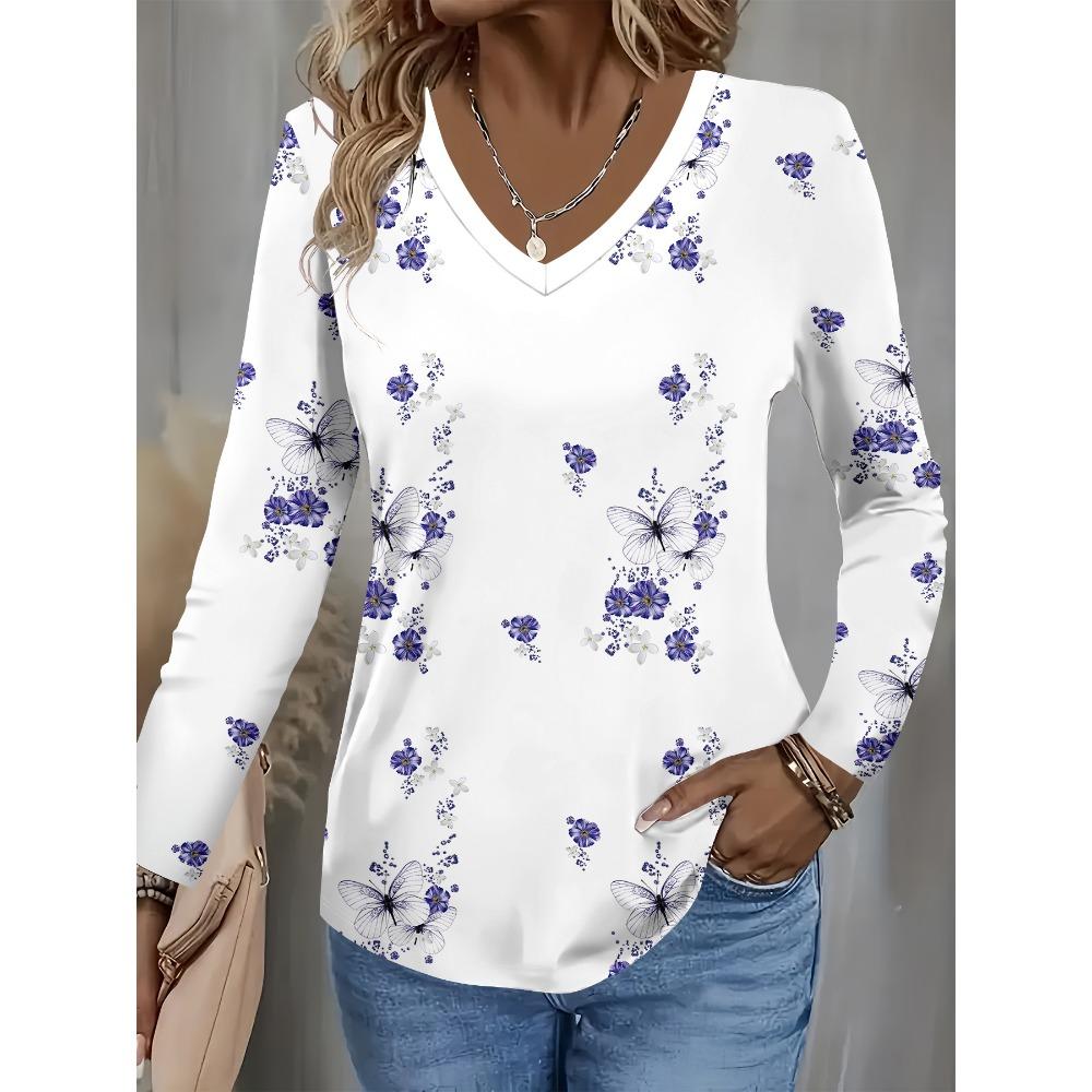 

Лето Новая Мода 2025 Женская Повседневная Футболка с Длинным Рукавом и Принтом 8XL