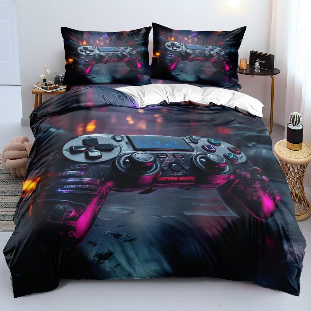Spielkonsole Bettbezug Set Für Jungen Mädchen Kinder Weltraum Galaxie Gaming 3 Teile Mikrofaser Gamer Bettwäsche Teenager Bettdeckenbezüge