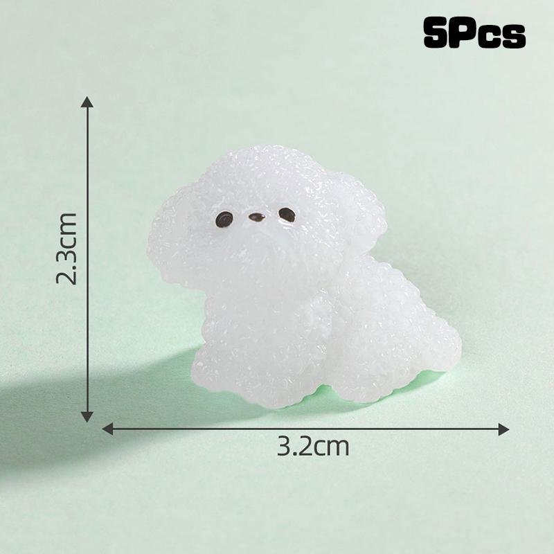 5er-Packung Kawaii Cartoon Leuchtende Mini-Hundefiguren aus Kunstharz, Miniaturstatuen, Kreative Mode, DIY-Heimdekorationsaccessoires, Geschenke