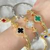 High End Fashion Micro Inlaid Zircon Clover Bracelet with Gold Plating for Women's Jewelry
