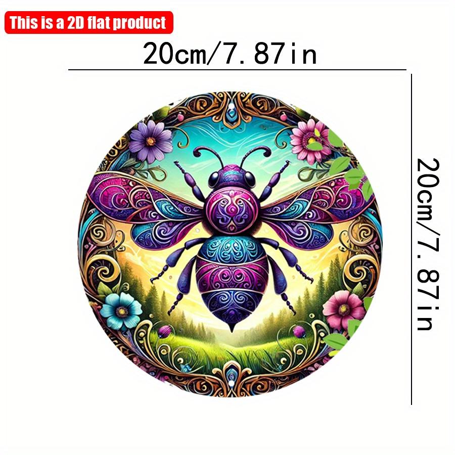 

2D плоский 20*20 см 1 шт. Красочный пчелиный и цветочный дизайн круглый настенный художественный декор, великолепное надежное качество Экологическое украшение, ретро-логотип сада для дома 20*20cm