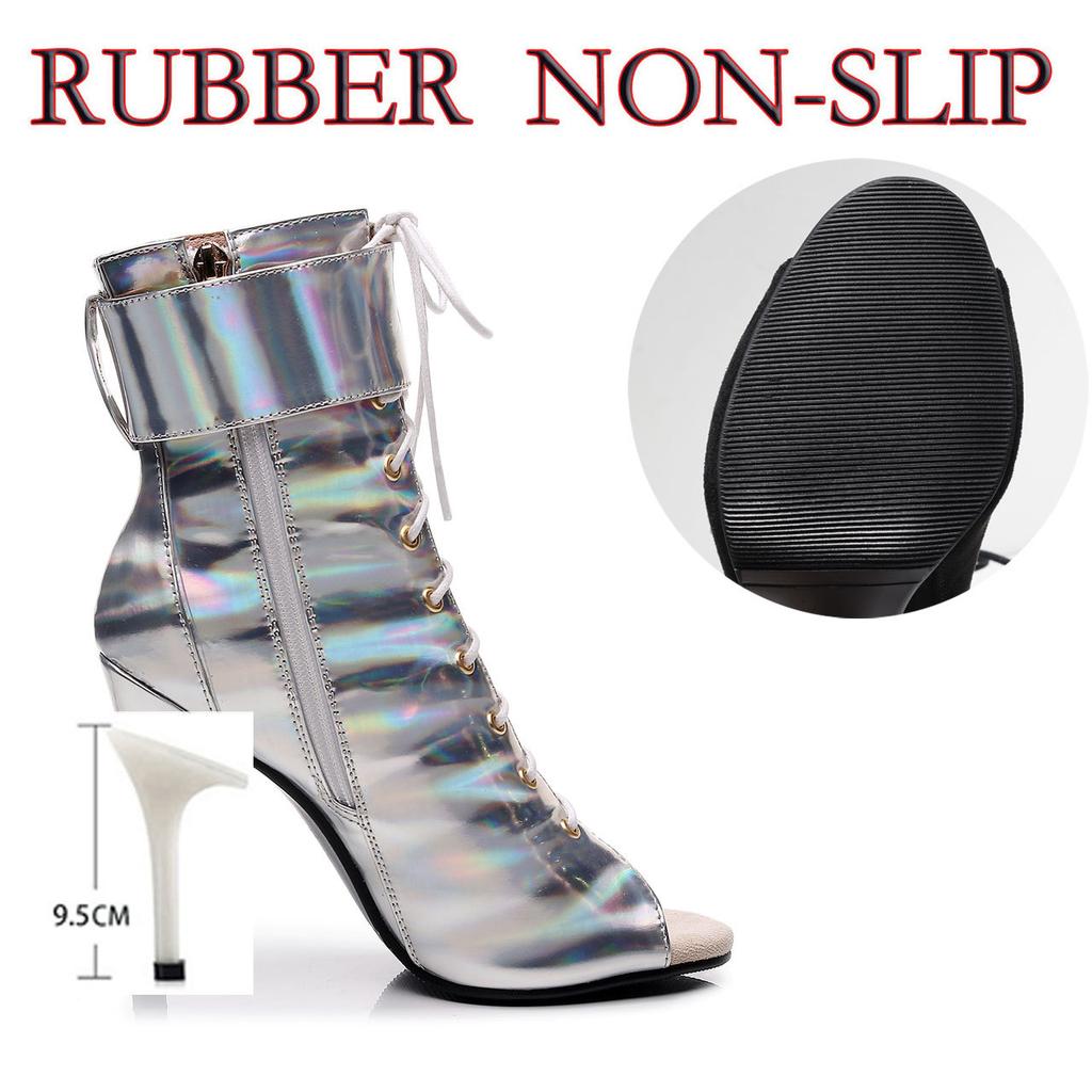 Newest Women Latin Dance Boots Black Bachata Salsa Dancing Shoes For Woman High Heel Ballroom Dance Shoes High Top