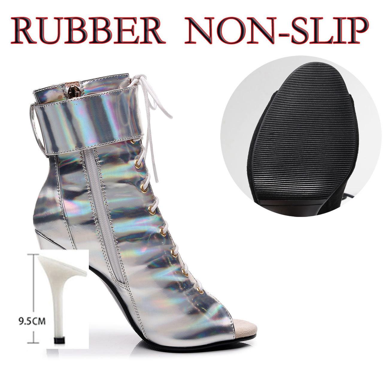 

Новейшие женские ботинки для латинских танцев, черные туфли для танцев бачата и сальсы для женщин, обувь для бальных танцев на высоком каблуке с высоким берцем 35