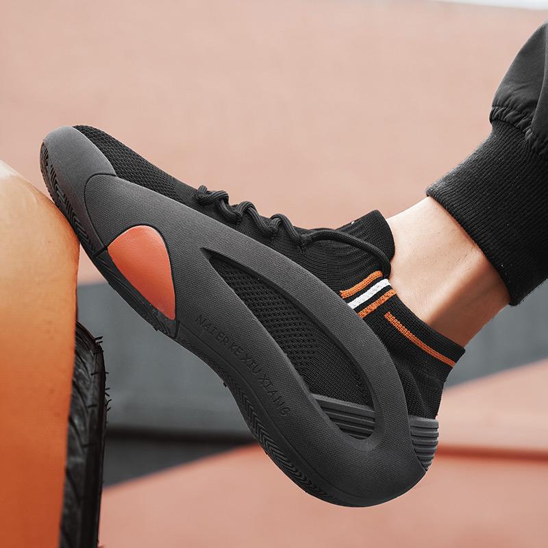 Fashion Green Men's Summer Sports Running Socks Shoes Breathable Mesh Thick Bottom Heightening Teenagers Casual Mesh Round Toe Shoes