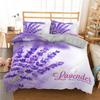 Lavender Duvet Cover Set Purple Romantic Theme Beautiful Flowers Polyester Comforter Cover King Queen Size for Girls Women Kids