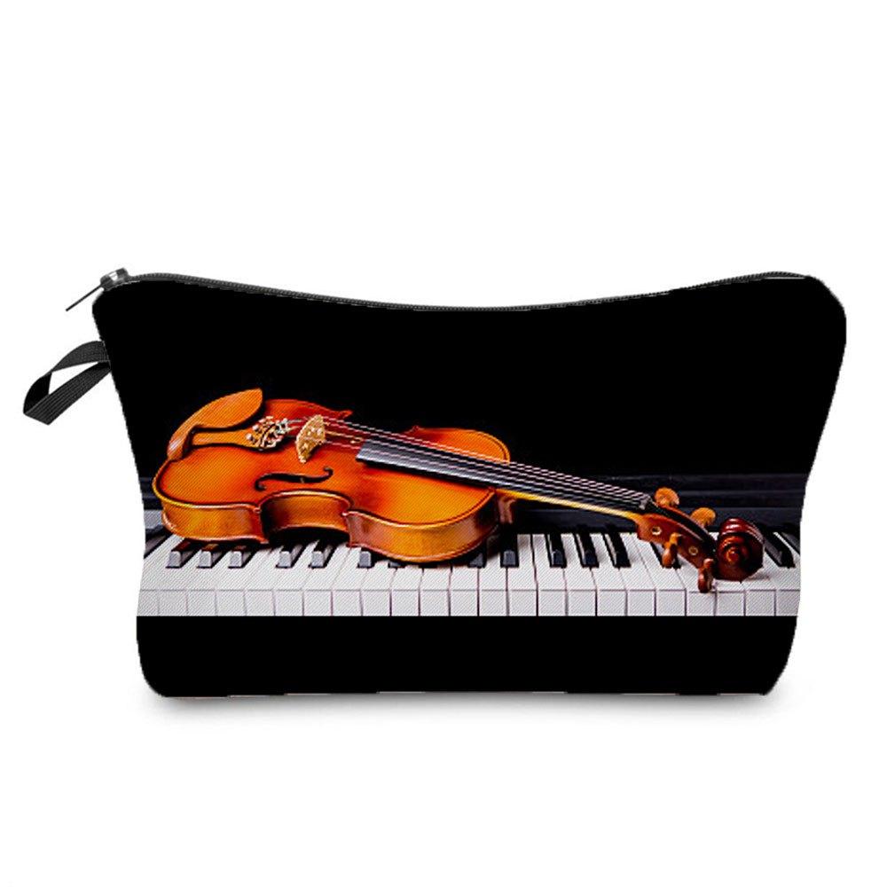 1 Stück Musiksymbol Tastaturdruck Kosmetikaufbewahrungstasche, Tragbare Make-up-Tasche Toilettenartikel Waschorganizer für Frauen Mädchen Halloween Weihnachtsgeschenke