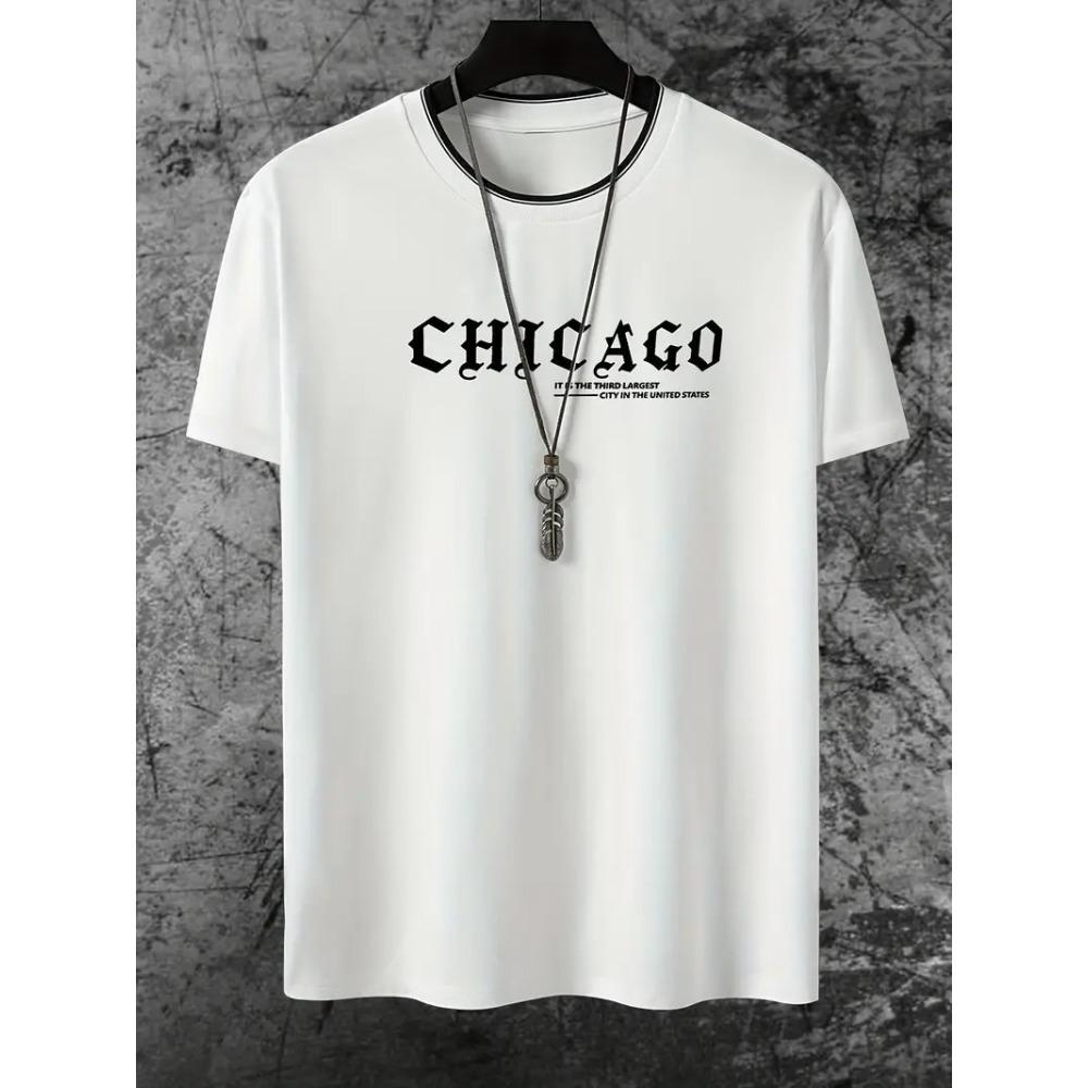 Men s Fashion T-shirt Minimalist Pattern Printed Men s T-shirt Top XS белый