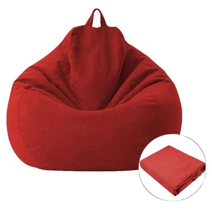 Housse de Pouf Poire - AMOUNE - Rouge - Coton et Lin - 1 Place - Intérieur