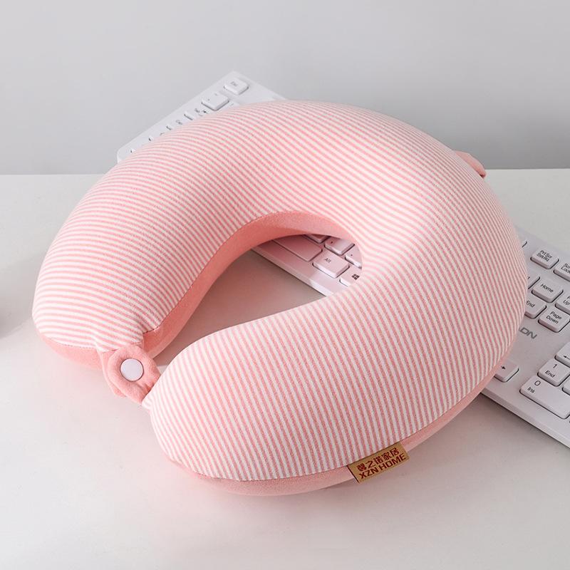 Travel aircraft pillow Double-sided velvet simple stripe slow rebound U-shaped neck pillow