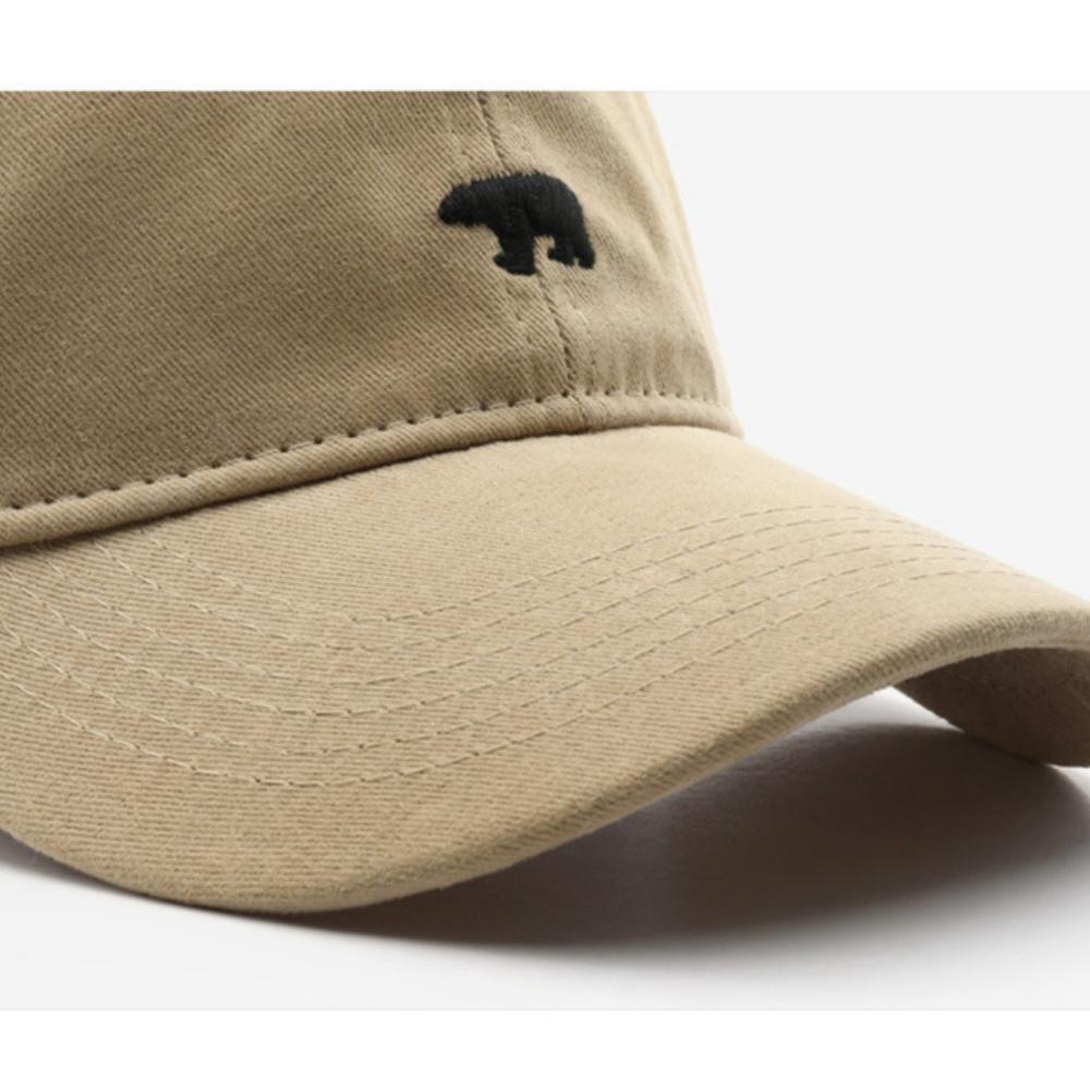 Fashion Bear Embroidery Cotton Baseball Cap Lightweight UV Protection Breathable Adjustable Sun Hat for Spring Summer Outdoor
