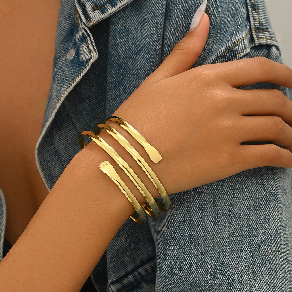 

Геометрический легкий роскошный женский бриллиантовый браслет, индивидуальный браслет, многослойное круглое кольцо со змеей, женский браслет