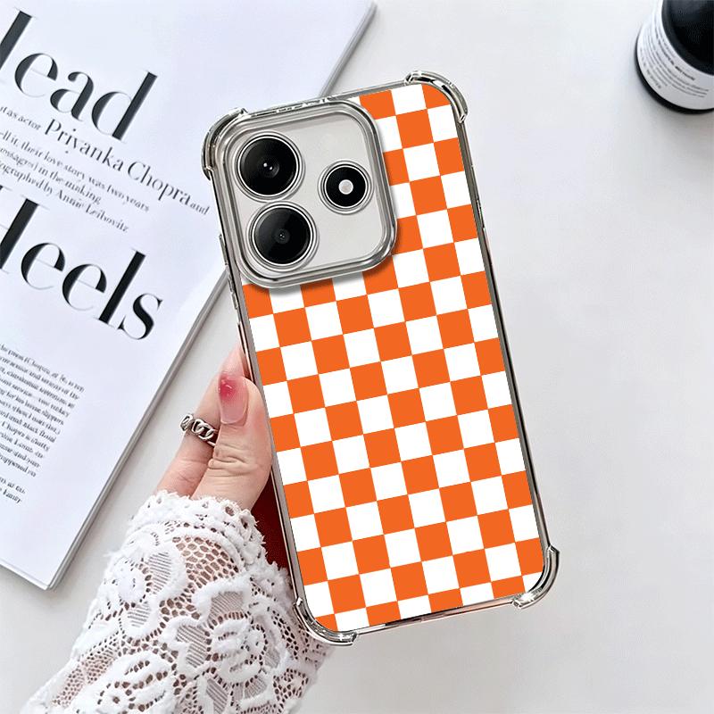 Retro Classic Chess Board Grid Soft Phone Case For Xiaomi Redmi Note 14 15 Pro Plus 13 12 11S 11T 5G 10 9S 9 Plating Anti-Fall F