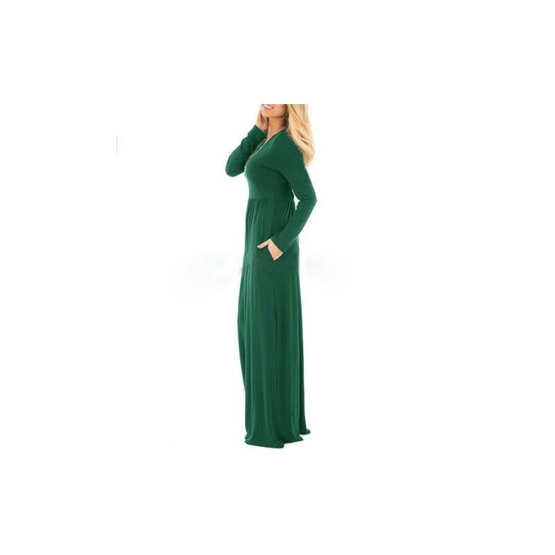 Elegant Women's Casual Long Maxi Dress With Long Sleeves For Evening Parties