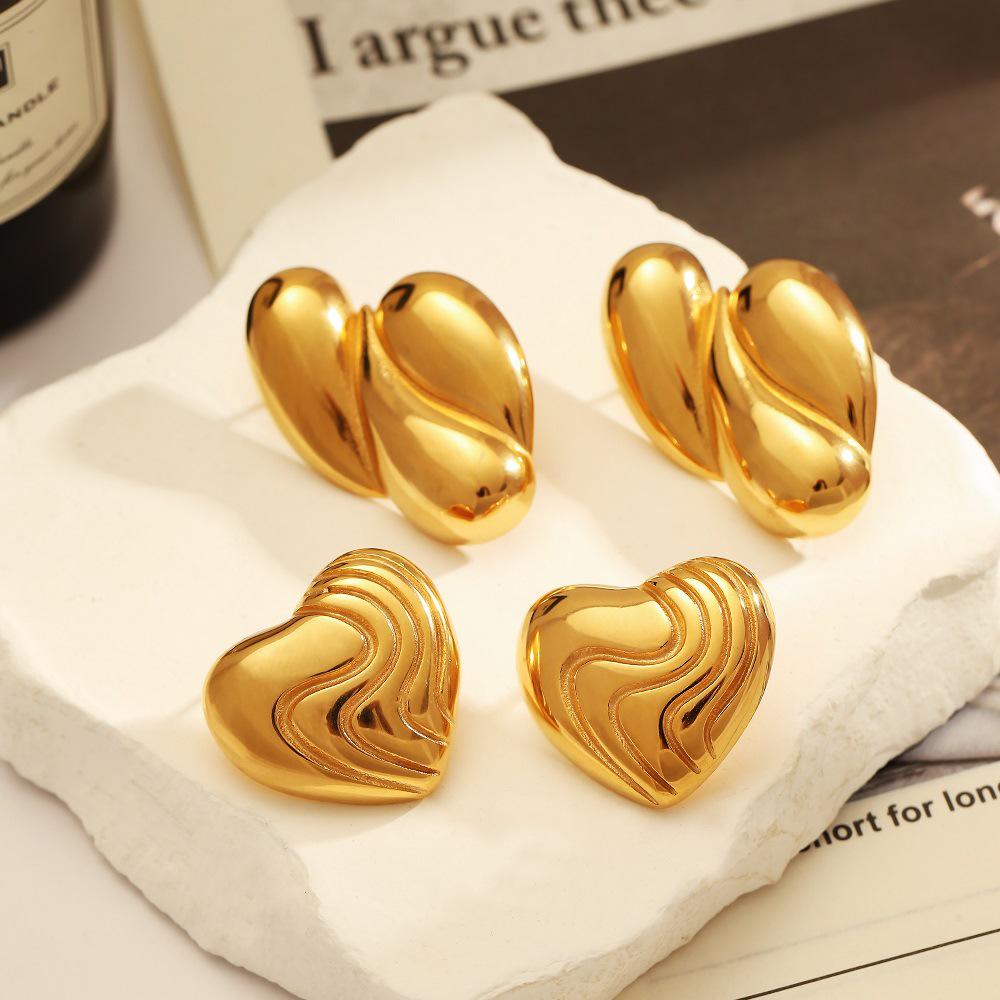 Ying Tai 18K Gold-Plated Stainless Steel Earrings – Unique Geometric Design, Titanium Steel, High-End European and American Style.