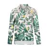 Women's Loose Floral Print Stand Collar Long Sleeve Cotton And Linen Top