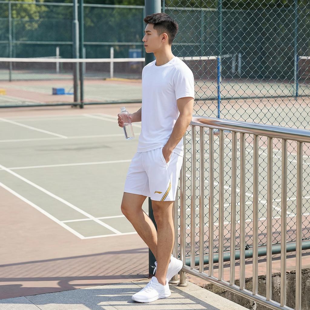 Li-Ning Badminton Series Color Block Mid-Rise Breathable Versatile Five-Point Sports Shorts Unisex Shorts AAPV041-2