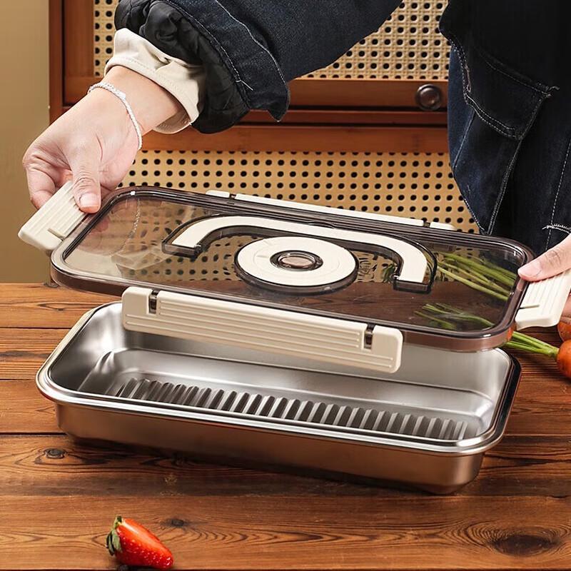 Adneny Rectangular Glass Food Storage Container with Handle, 2200ml