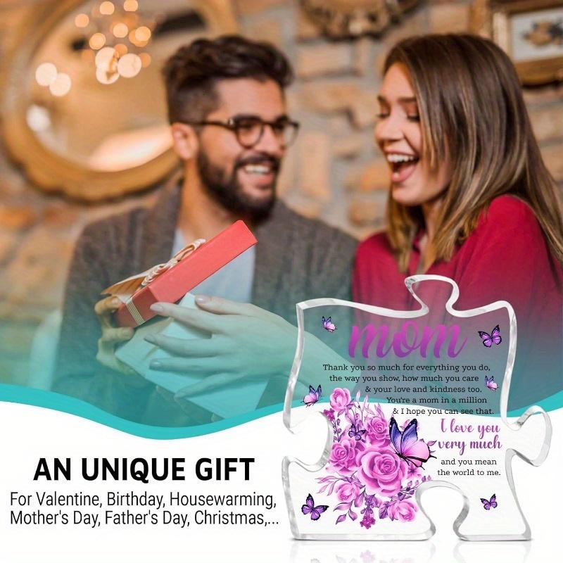 Mom Thank You Keepsake: Puzzle Acrylic Sign (Daughter & Son). For Mother’s Day/Birthday (Stepmom/Grandma/Mother-in-law).