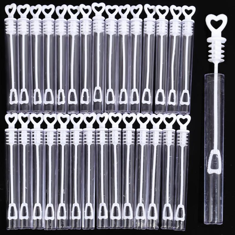 200/10x White Heart Bubble Wand Empty Bubbles Soap Bottles with Heart Handle Wedding Gifts for Guests Party Decoration Kids Toys