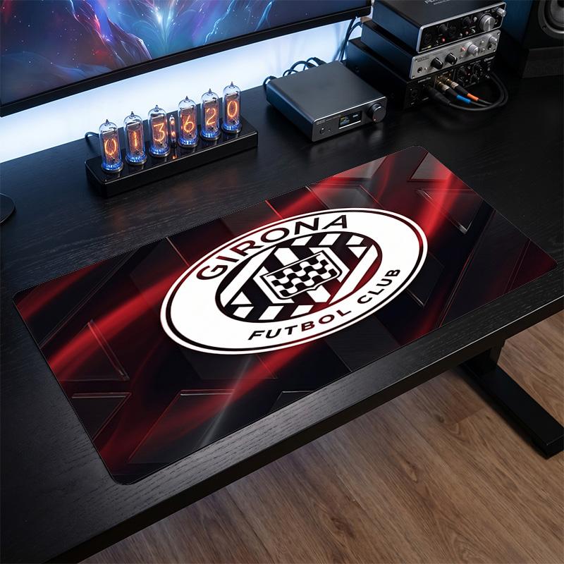 Girona FC Theme Pattern Mouse Pad, Soccer Logo Design XXL Gaming Desk Mat Non-Slip Computer Mouse Pad