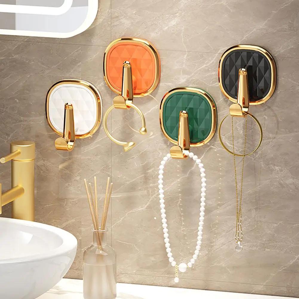 1pcs Luxury Punch-Free Wall Hooks Strong Sticky Coat Clothes Door Towel Bag Kitchen Organizer Hanger Key Easy Install Rack