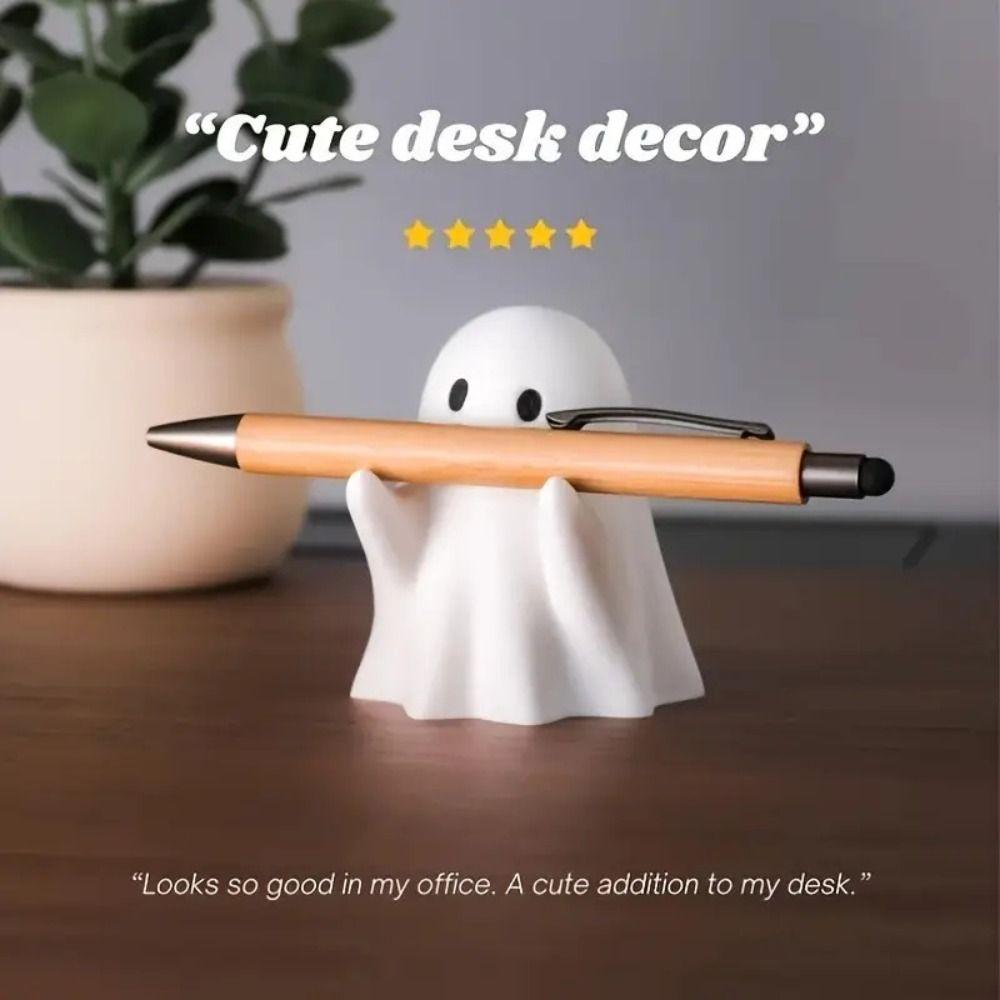 Funny Ghost Pen Holder Creative Halloween Ghost Figurine Desktop Decoration Ornament  Stationery