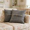 Linen Decorative Throw Pillow Covers 18 X 18 Inch Square Cushion Case with Coconut Buttons Vintage Farmhouse Home Decor for Couch Bed Sofa