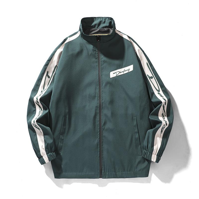 Men's Stand-up Collar White Jacket Spring and Autumn Casual Jacket Korean Version Trendy Men's Clothing