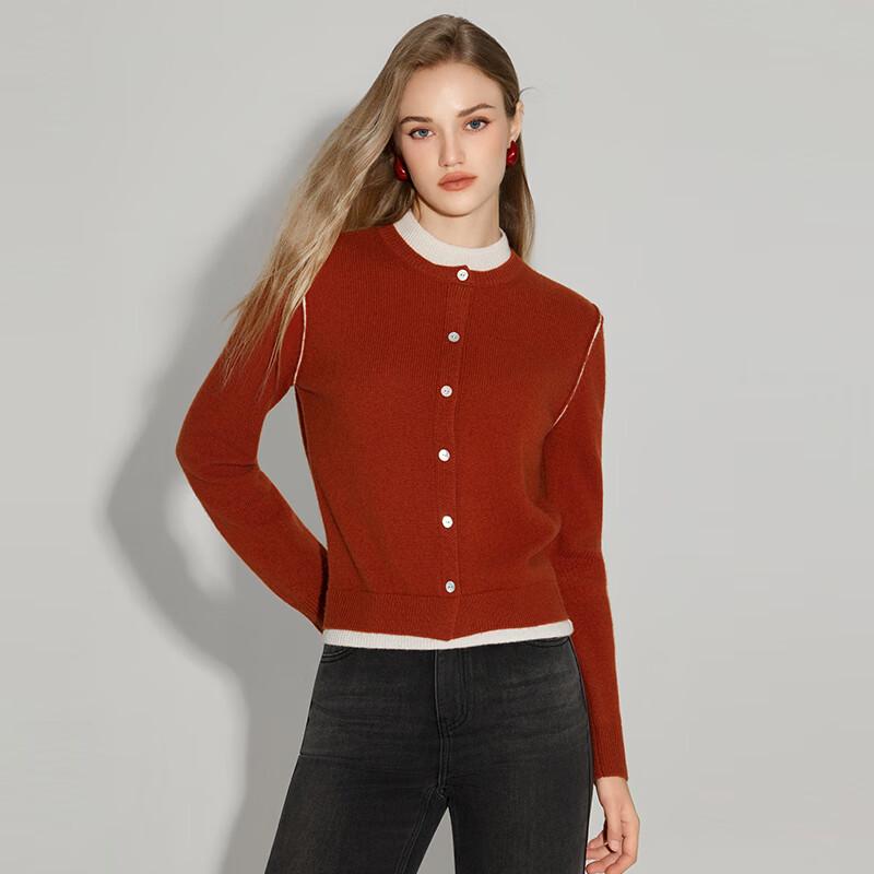 

TaTu Women s Sheep Wool Faux Two-Piece Knit Cardigan S