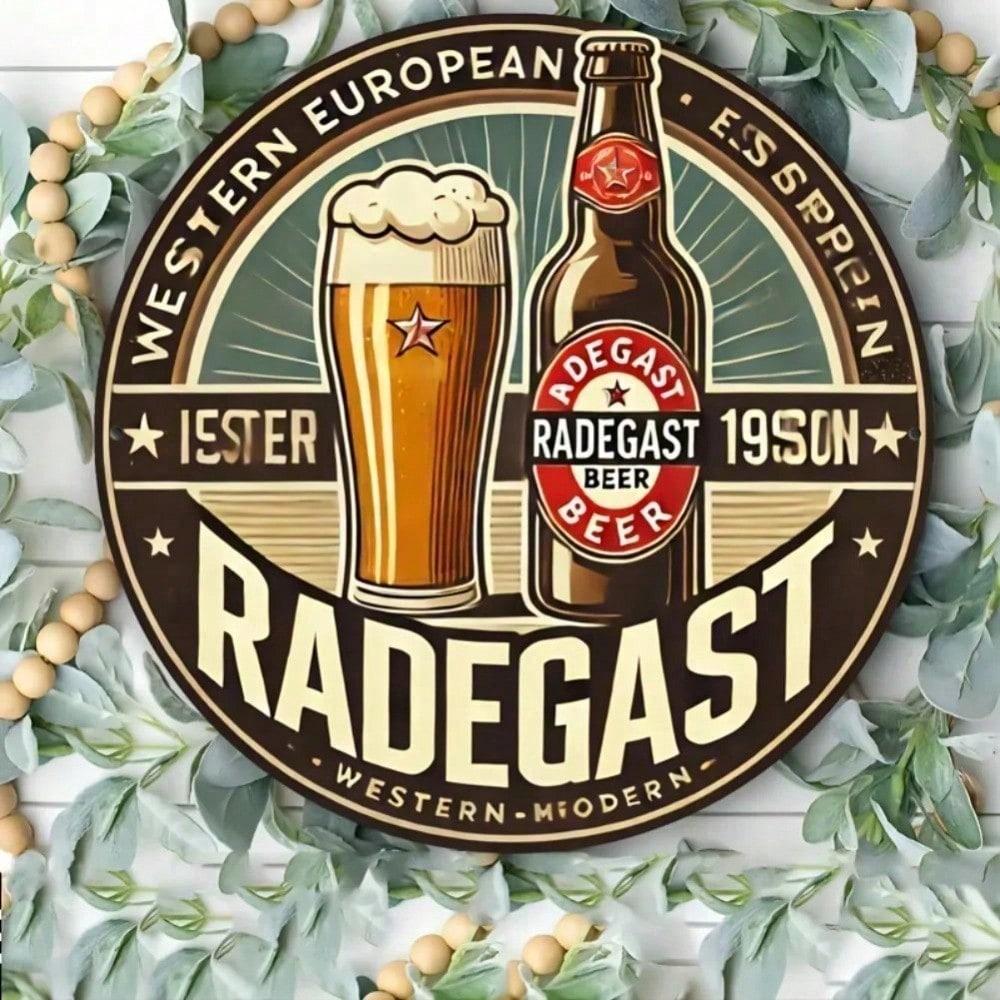 

Vintage Radegast Beer Tin Sign 8x8 Rustic Metal Pub Bar Decor Man Cave Wall Art Home
