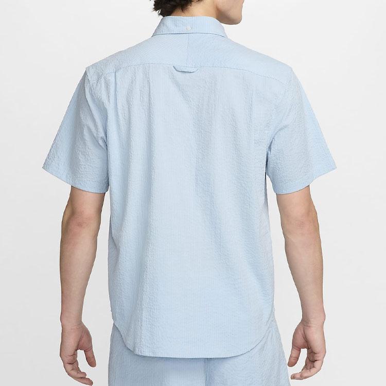 Nike Life Single Button Comfortable Versatile Casual Soft Short Sleeve Shirt Men Shirts Light-Military-Blue FN3223-440