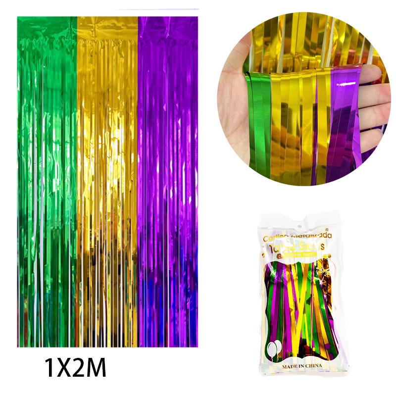 Color-Block Tinsel Curtain 1x2m - Festive Background for Christmas, Halloween, and Birthdays