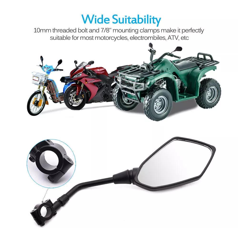 2 stk/par universelle 8mm 10mm motorsykkelspeil scooter elsykkel bakspeil elektromobil bakside konveks speil