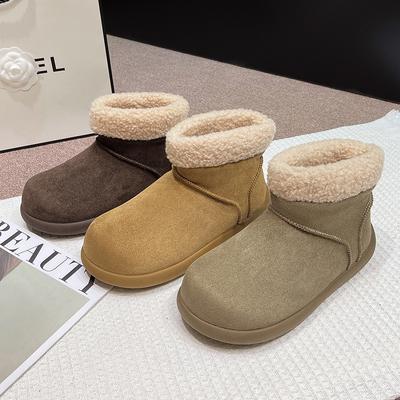 Women's Thick Bottom Hairy Mouth Fashion Winter Lightweight Warm Anti Cold Snow Boots Non-slip Casual Sneakers Cotton Boots