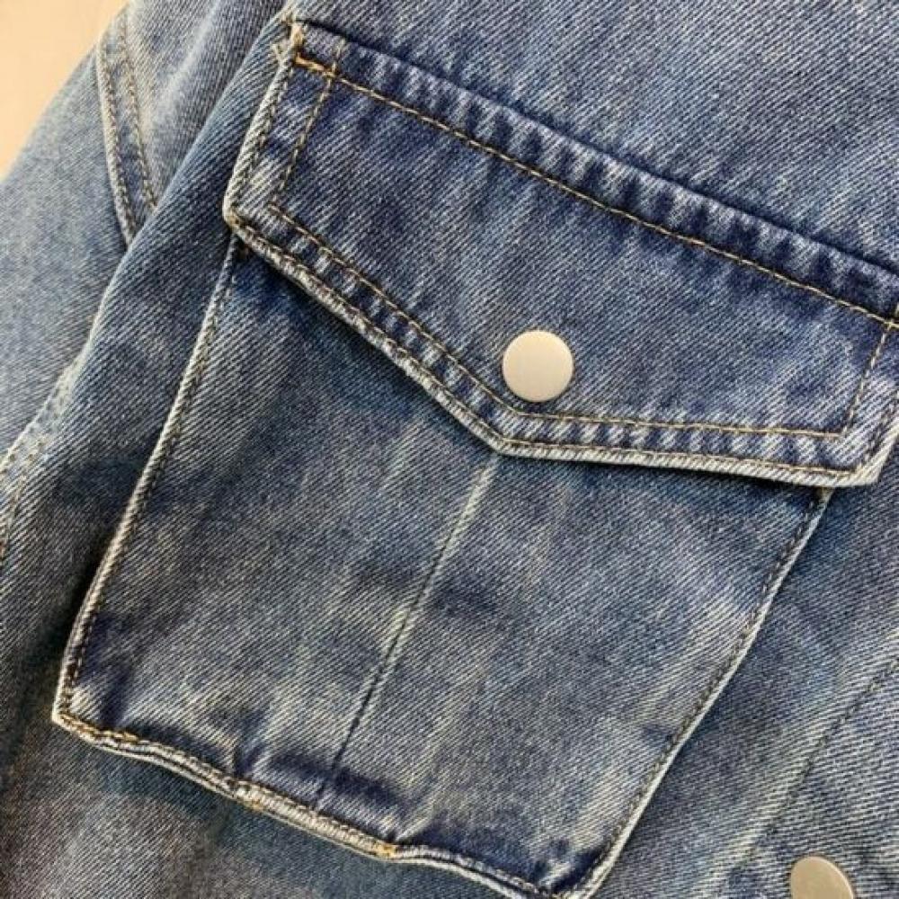 C S In The Room pouCh Split Shoulder Pad pIntuCk bandIng Denim jaCket One Color