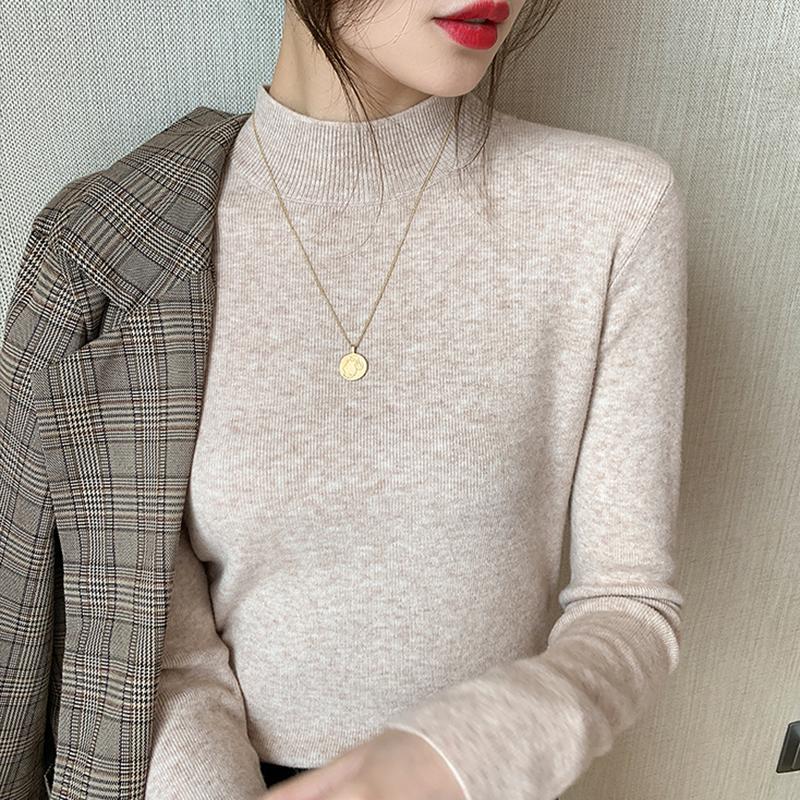 Pulover cu gât țesut pentru femei Topuri elastice pentru femei Pulovere tricotate cu mânecă lungă Pulover tricotat cu fundul