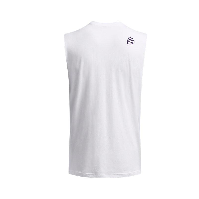 Under Armour Curry Series Basketball Sports Simple Round Neck Vest Men Tops White 1387099-100