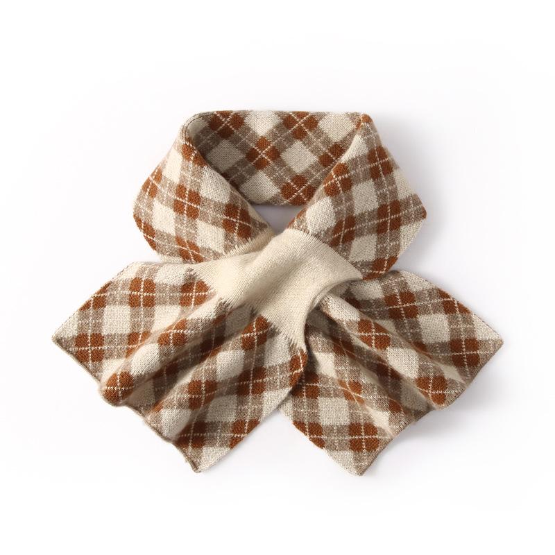 100% Cashmere Plaid Knit Neck Gaiter & Scarf - Soft & Warm