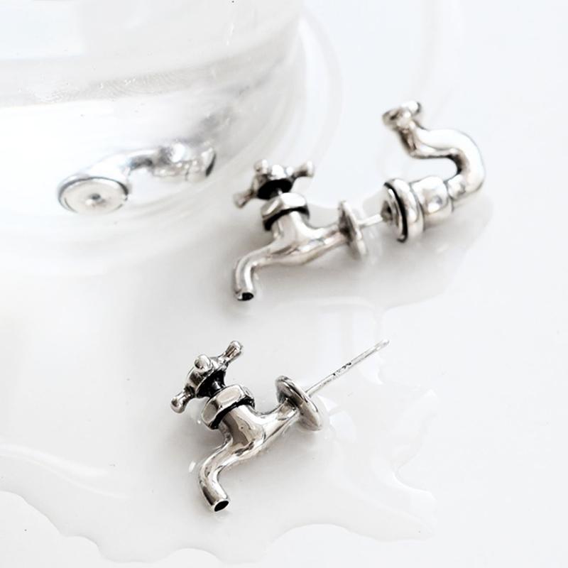 Orecchini a Bottone Forma Rubinetto Acqua Punk Industriale Per Uomo Donna Piercing Gotico Orecchino Personalità Halloween Gioielli alla Moda