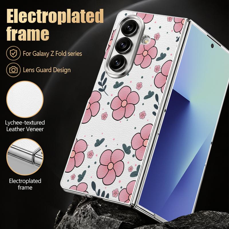 Vintage Clover Floral Case For Samsung Z Fold 8 Ultra 7 6 5 Luxury Plating Leather Skin Hard Phone Cover For Galaxy Z Fold8 Fold7 Fold6
